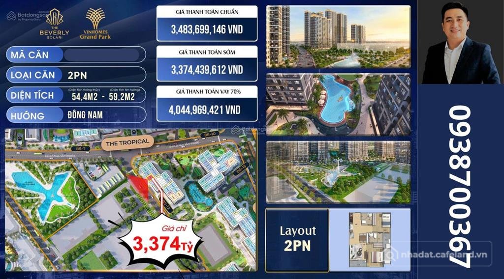 Bán căn hộ chung cư: Bán cc the beverly solari, 3,3 tỷ, 59m2, 2pn, 2wc, long bìn