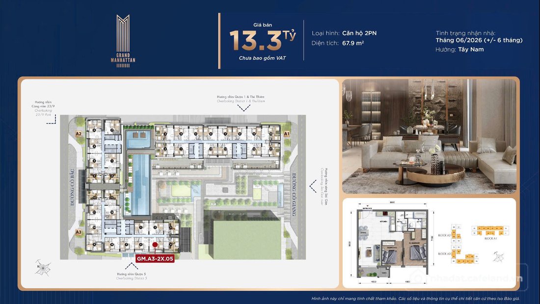 Bán căn hộ chung cư: THE GRAND MANHATTAN giá cực rẻ trung tâm quận 1 siêu đẹp