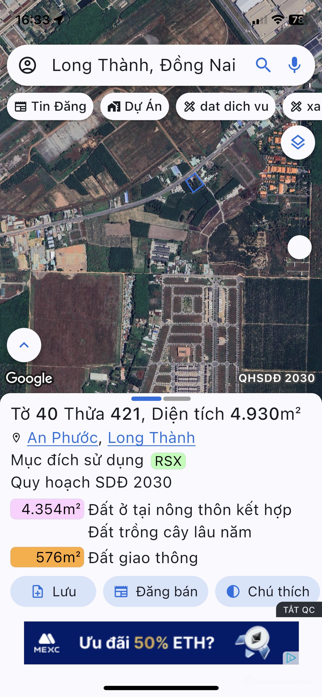 Bán đất thổ cư: Mặt tiền Khu công nghiệp long đức