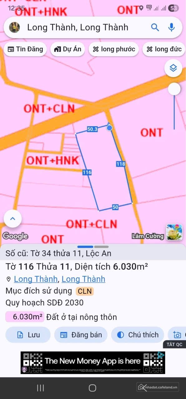 Bán đất thổ cư: Đất cạnh khu dân cư sân bay long thành. Lộc an