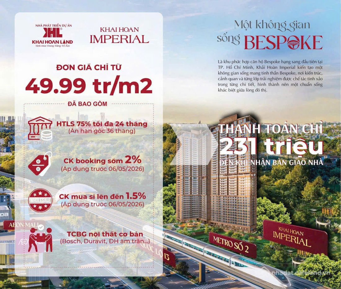 Bán căn hộ chung cư: KHẢI HOÀN IMPERIAL – BÌNH DƯƠNG (CŨ), VỊ THẾ MỚI - THỦ PHỦ 