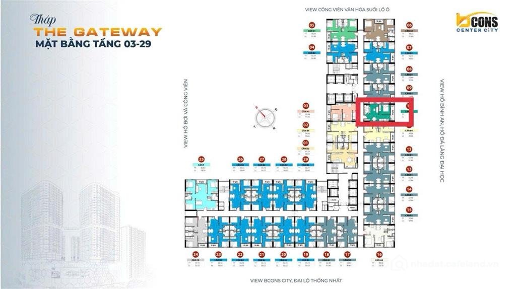 Bán căn hộ chung cư: Cần bán căn 1pn bcons center city tầng 08 giá thấp hơn giá 