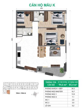 Bán căn hộ chung cư: Bcons City Green Diamond - Căn góc VIP nhất 3pn - 2wc 94m2 