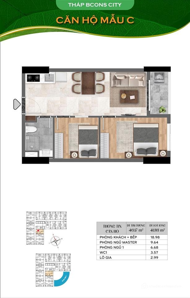 Bán căn hộ chung cư: Căn hộ 2pn đông nam sẵn hđ thuê 14 triệu/tháng. tháp city 2