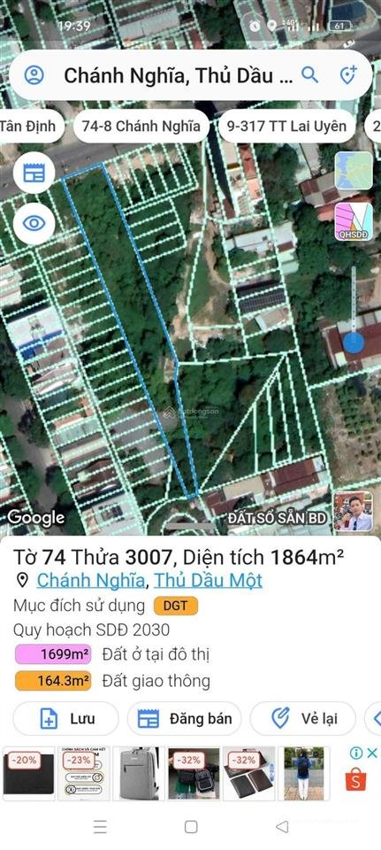 Bán đất thổ cư: Bán đất đẹp khu dân cư chánh nghĩa, thủ dầu một