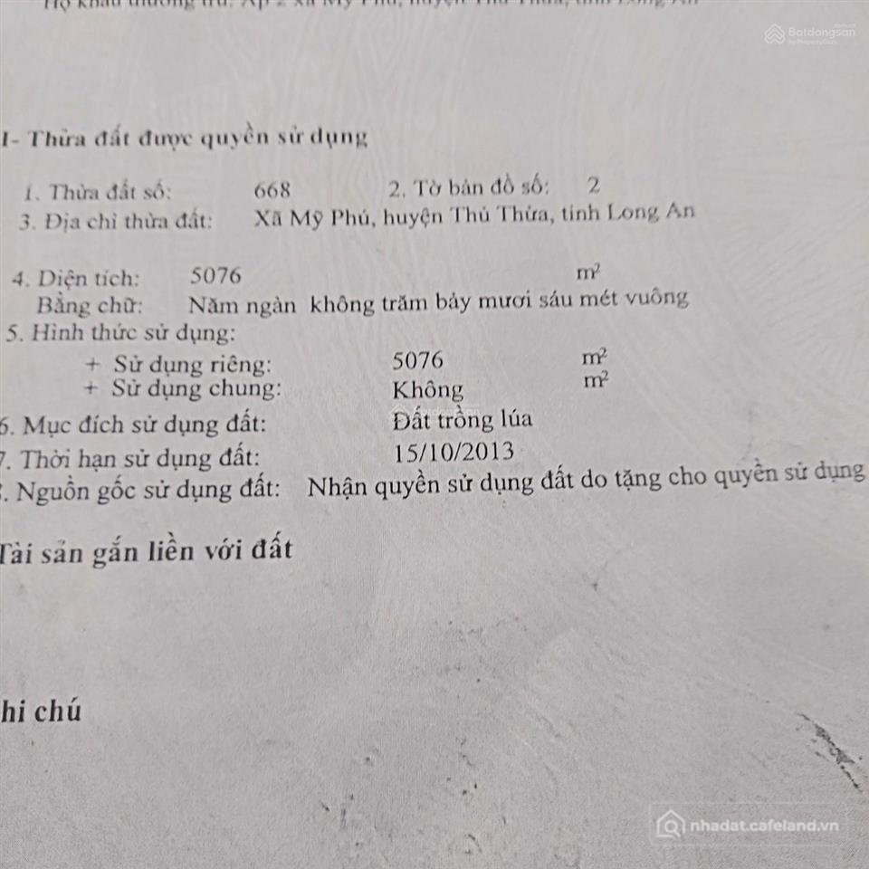 Bán đất thổ cư: 9000mv tại mỹ phú, thủ thừa, long an có 4000mv thổ cư