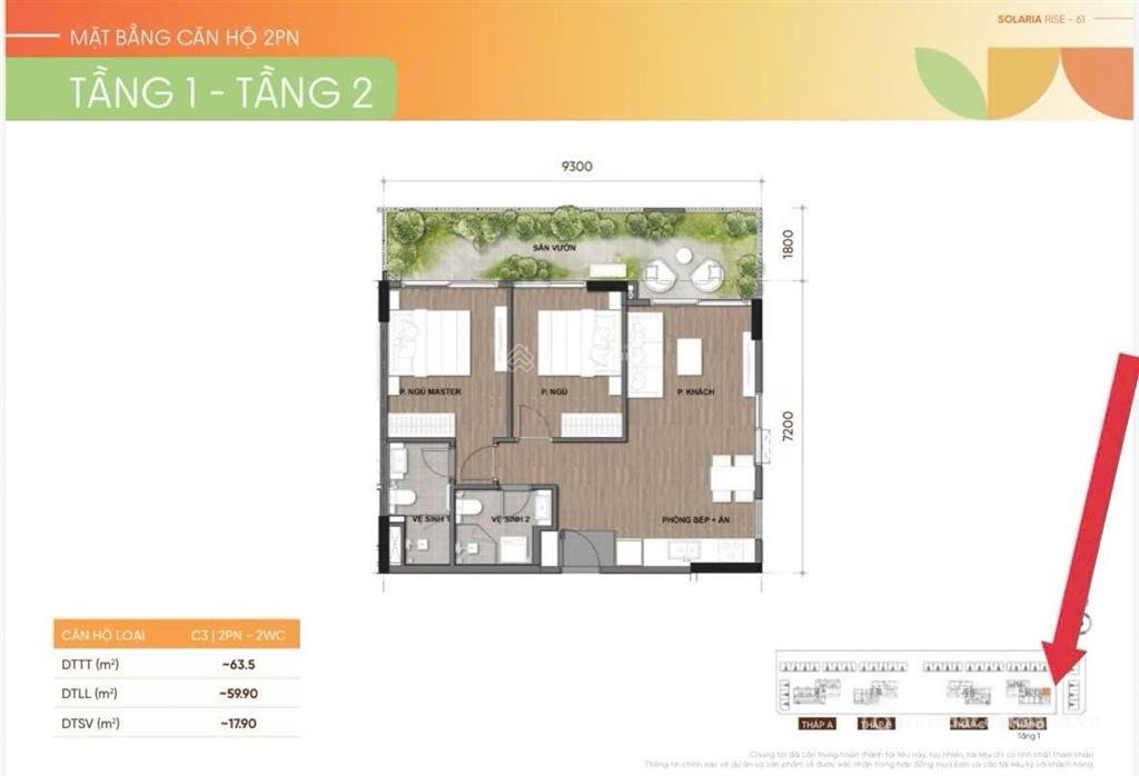 Bán căn hộ chung cư: Căn hộ sân vườn góc kênh đào waterpoint solaria rise 1 tron