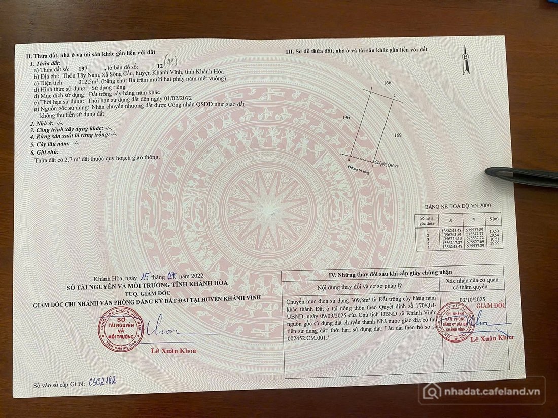 Bán đất thổ cư: Bán lô đất Sông Cầu ngay cụm Công Nghiệp thuộc xã Sông Cầu , Khá