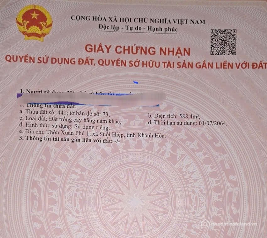 Bán đất thổ cư: Suối Tiên( nay là Suối Hiệp), 588m2, Qh thổ cư. lH 0938161427