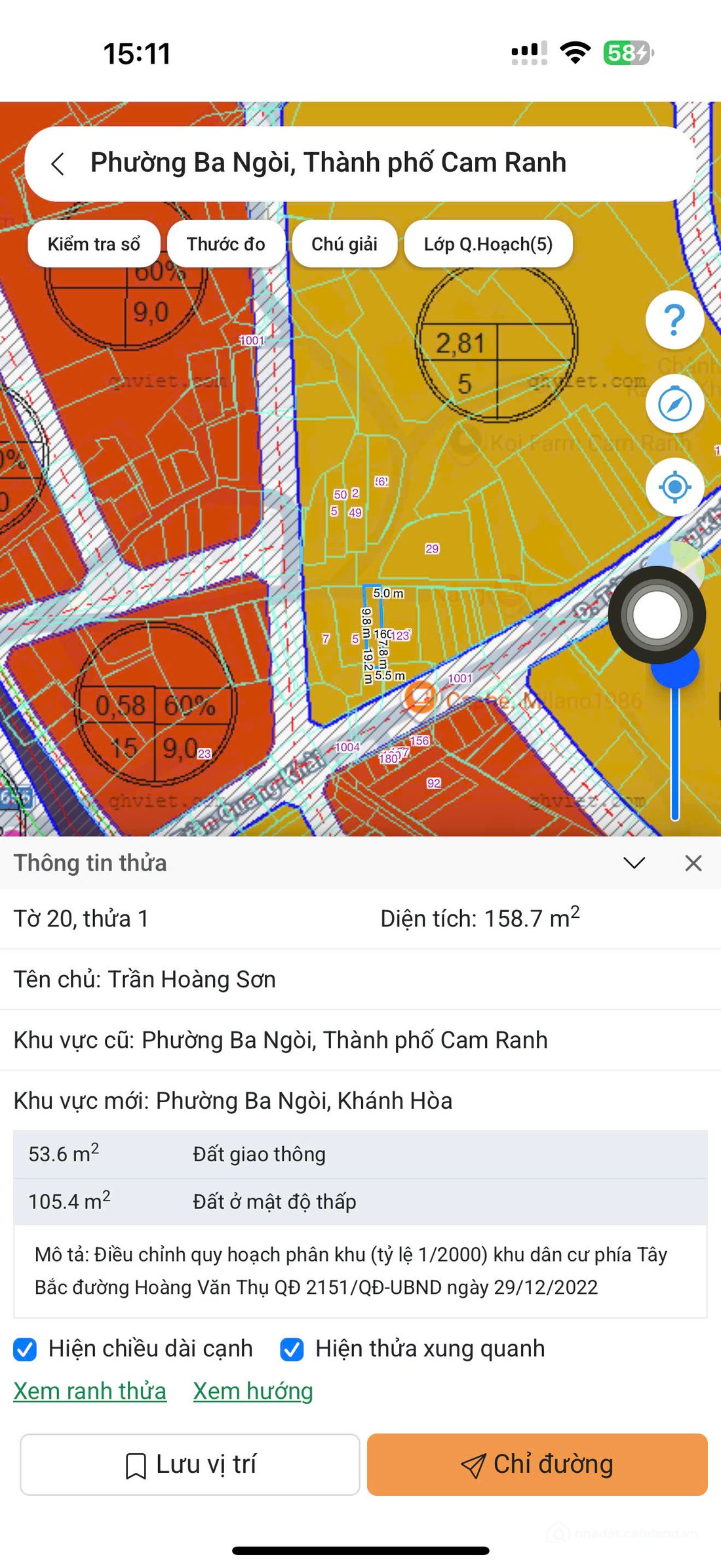 Bán đất thổ cư: TDP HƯƠNG LONG - PHƯỜNG BA NGÒI -- 158 M2 -- 5.5 X 29 -- TC 105 