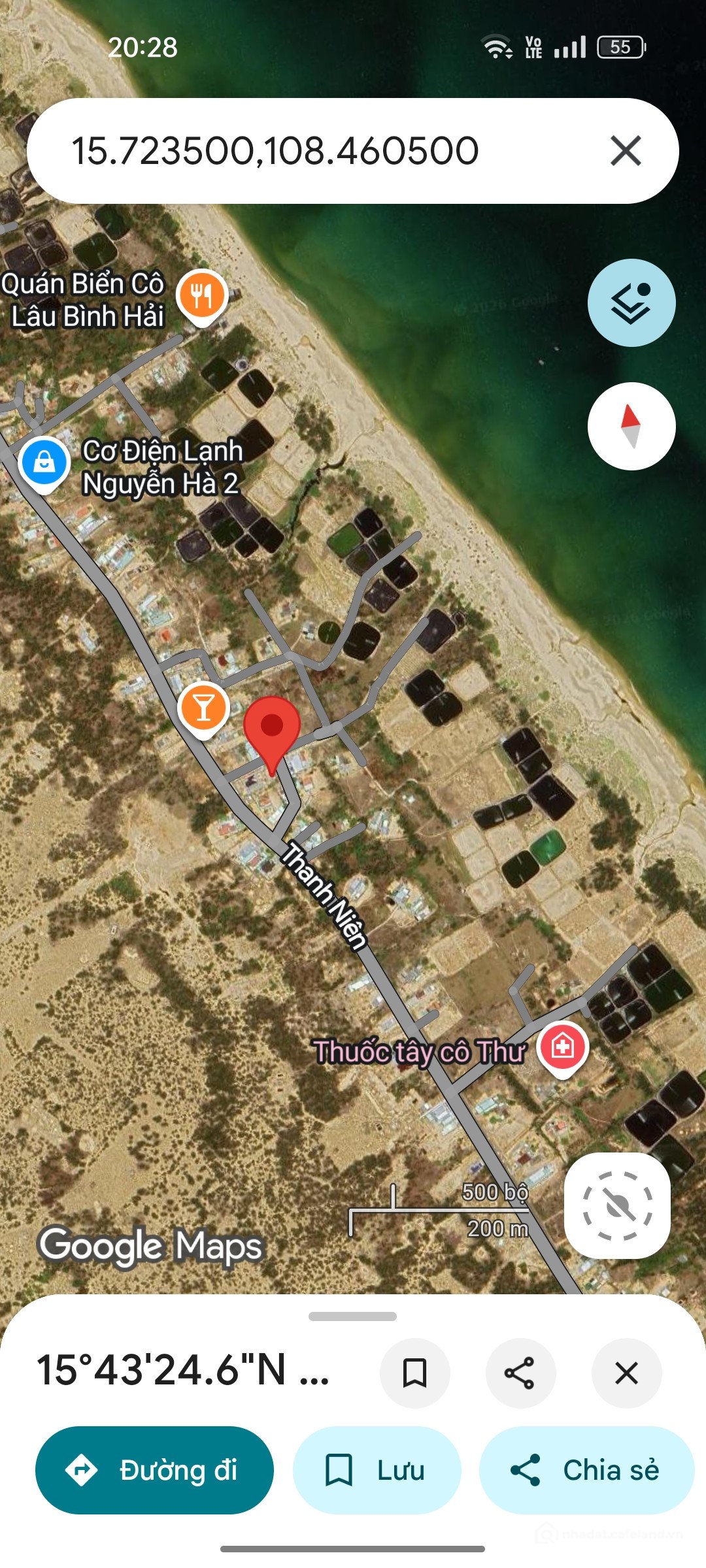Bán đất thổ cư: Bán đất Biển 535m2 đường Thanh Niên, cách Biển 200m - Giá 7tr/m2