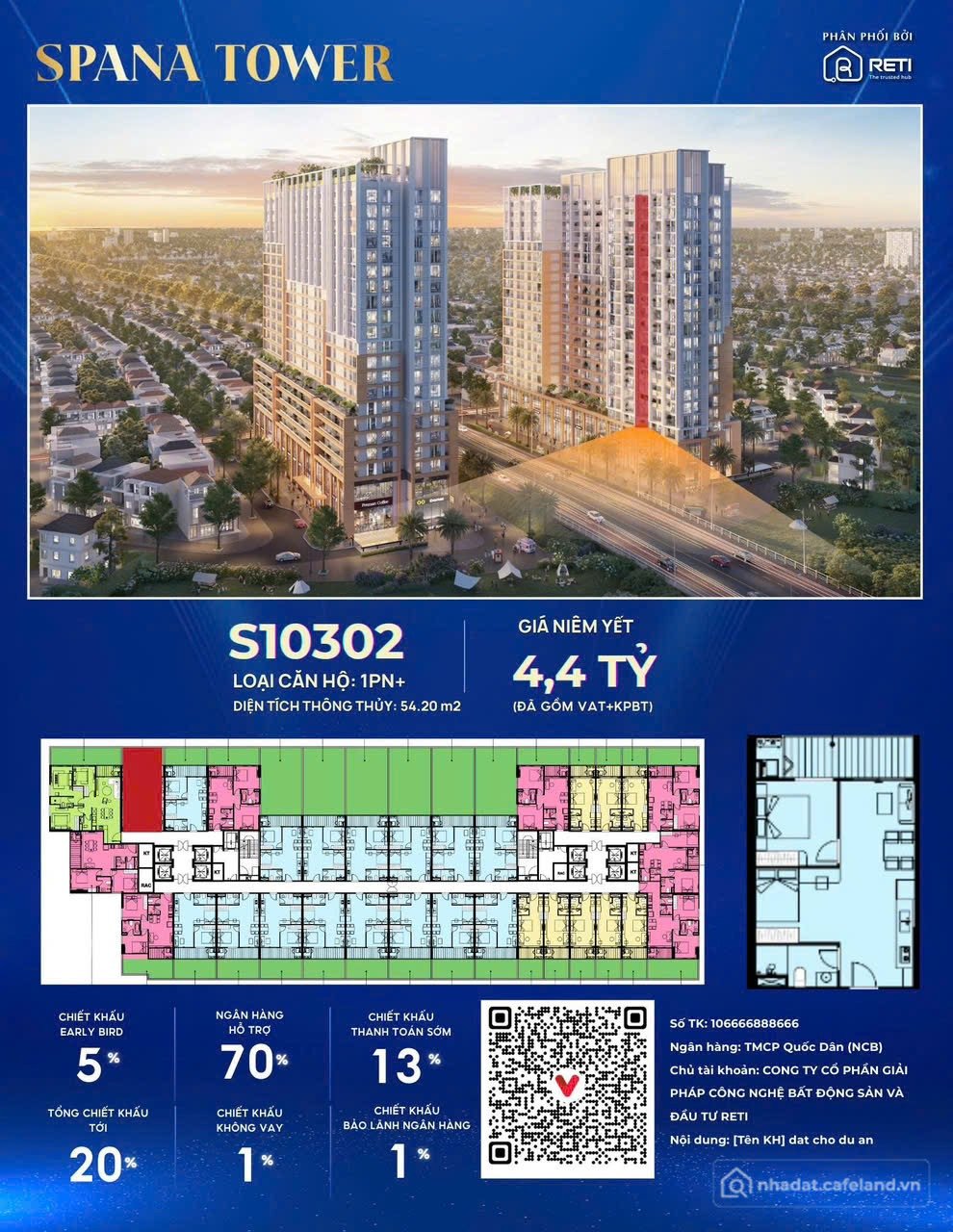 Bán căn hộ chung cư: SUN SPANA TOWER ĐÀ NẴNG TÒA S1-03-02 sân vườn 73m2, giá cực