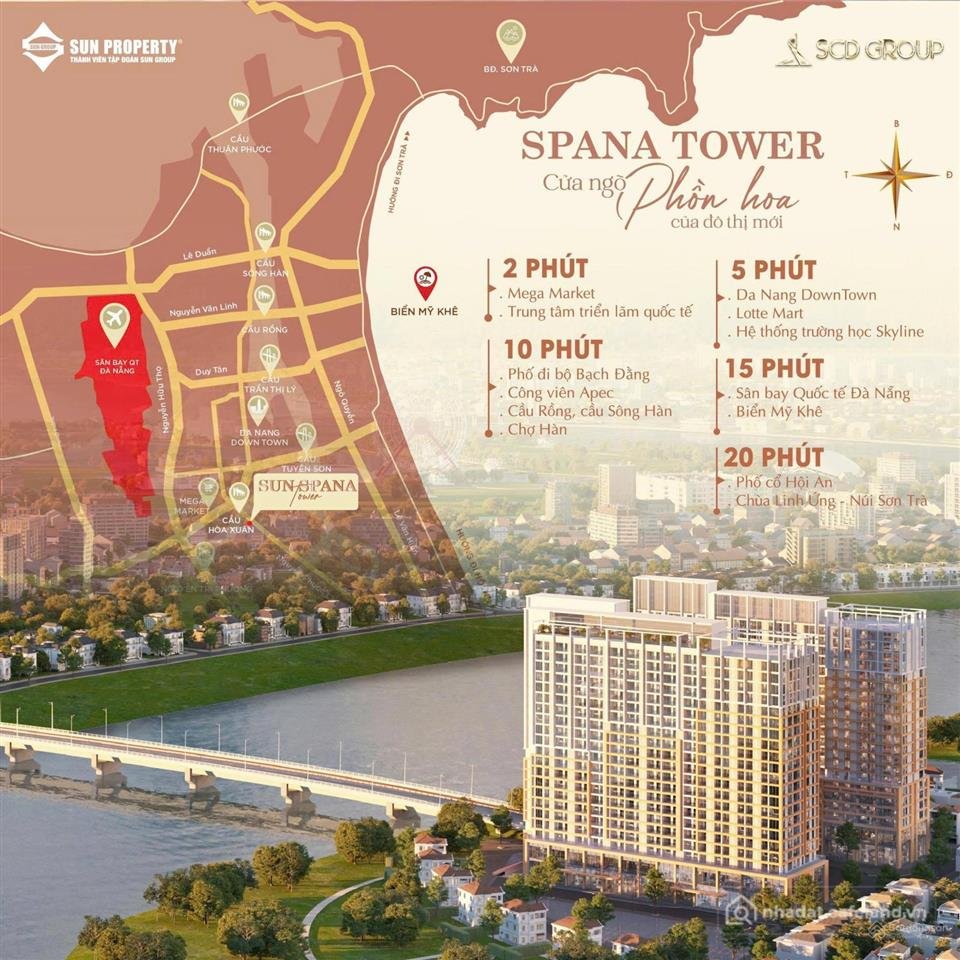 Bán căn hộ chung cư: Spana tower căn hộ trung tâm view pháo hoa, cầu hoà xuân că