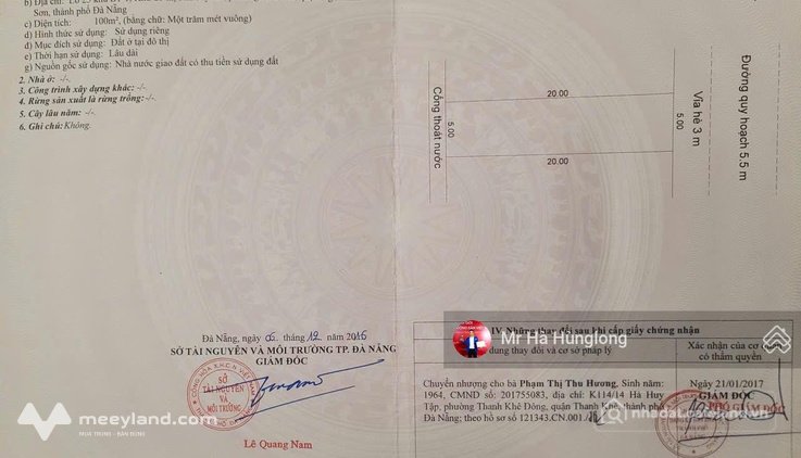 Bán đất thổ cư: Bán đất đường Vùng Trung 16, Đà Nẵng, đối diện công viên, khu đô