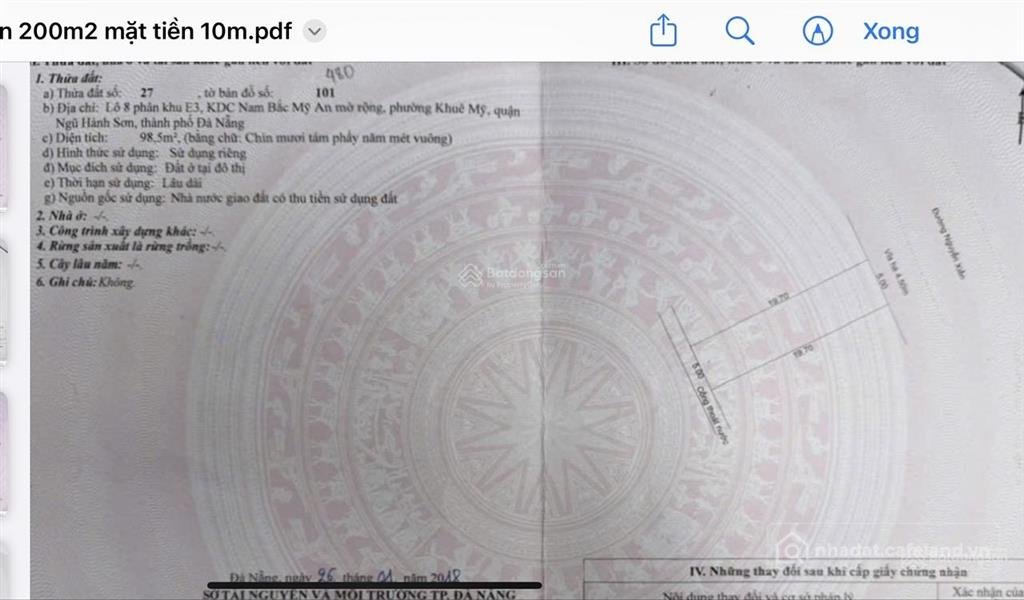 Bán đất thổ cư: 2 lô liền, 197m2/18 tỷ, đất đường nguyễn xiển, khuê mỹ, nhsơn, đ