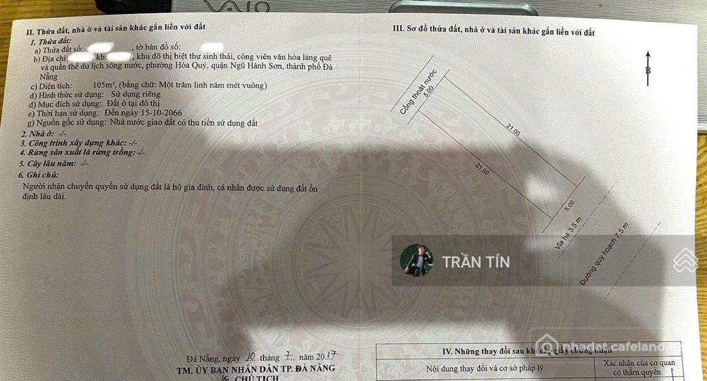 Bán đất thổ cư: Cặp đất đường bờ quan 7, đối diện đảo kim cương sunneva, gần sôn