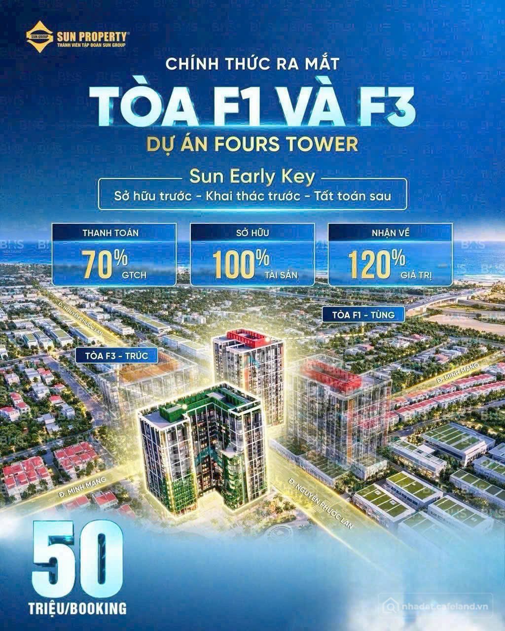 Bán căn hộ chung cư: FourS Tower giai đoạn 1 của CĐT Sun Group chiết khấu TTS 