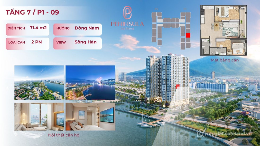 Bán căn hộ chung cư: Hàng hiếm Peninsula Đà Nẵng: 2PN–2WC, tầng trung, view sông