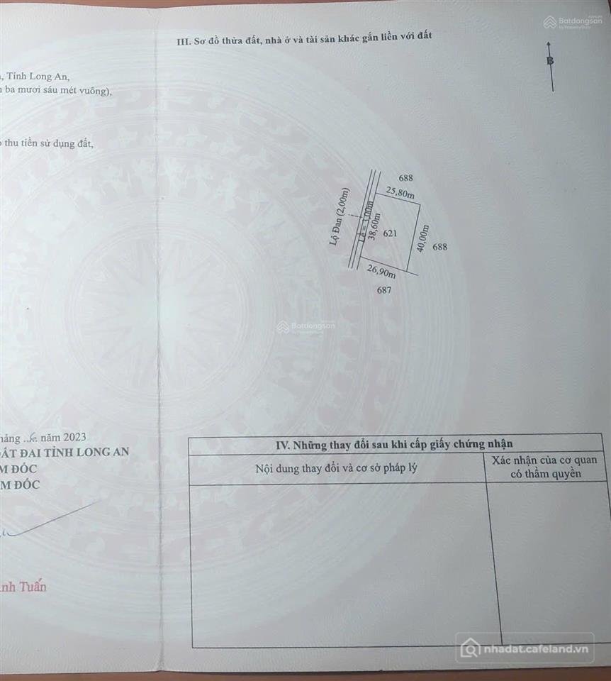 Bán đất thổ cư: Bán 1036 m2 đất full thổ cư long an, đường xe máy tới đất