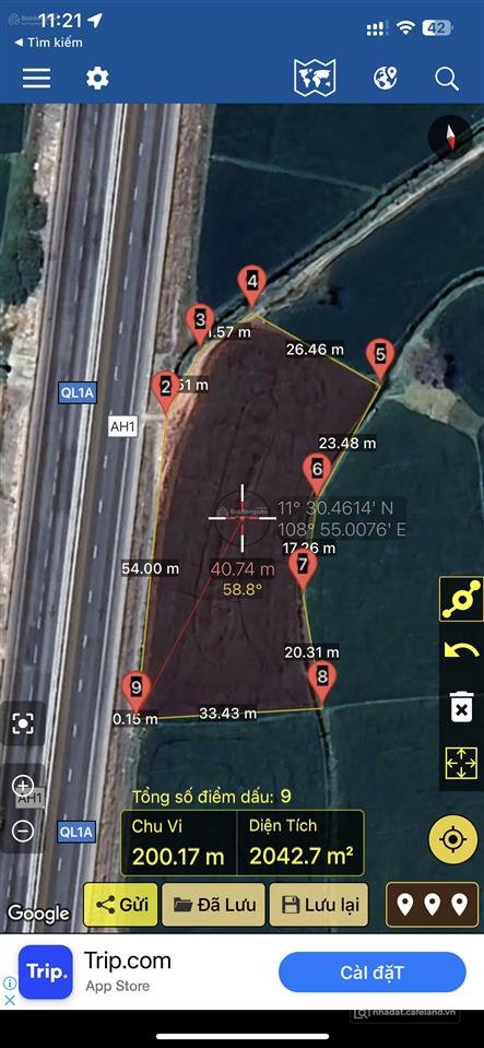 Bán đất thổ cư: Cần bán 62m ngang mt, dài 33m đất mặt tiền ql 1a, thuận nam, khá