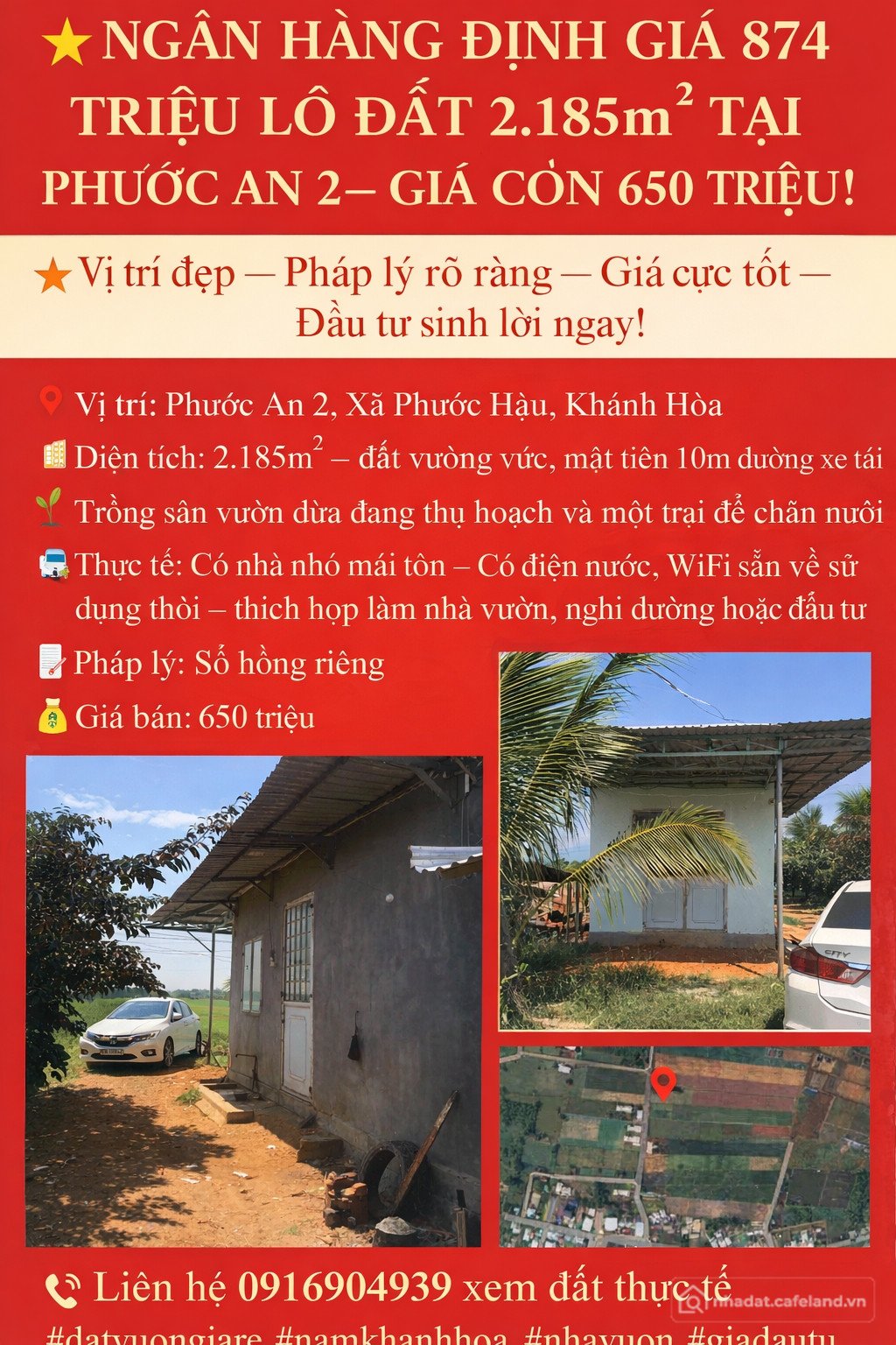 Bán đất thổ cư:  NGÂN HÀNG ĐỊNH GIÁ 874 TRIỆU LÔ ĐẤT 2.185m² TẠI PHƯỚC AN 2– GI