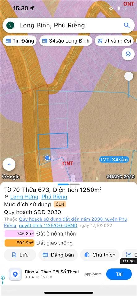 Bán đất thổ cư: Bán đất tại xã long bình, phú riềng, bình phước, 700 triệu vnd, 