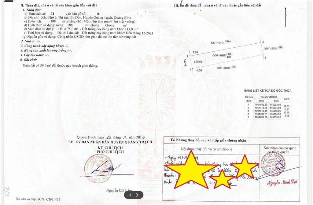 Bán đất thổ cư: Chính chủ gửi bán lô đất đường lê lợi đối diện trường c2 ba đồn 