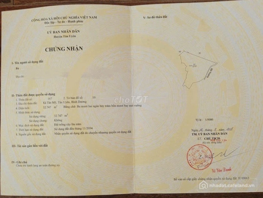 Bán đất thổ cư: Nhà Đất Tân Mỹ Bắc Tân Uyên Bình Dương
