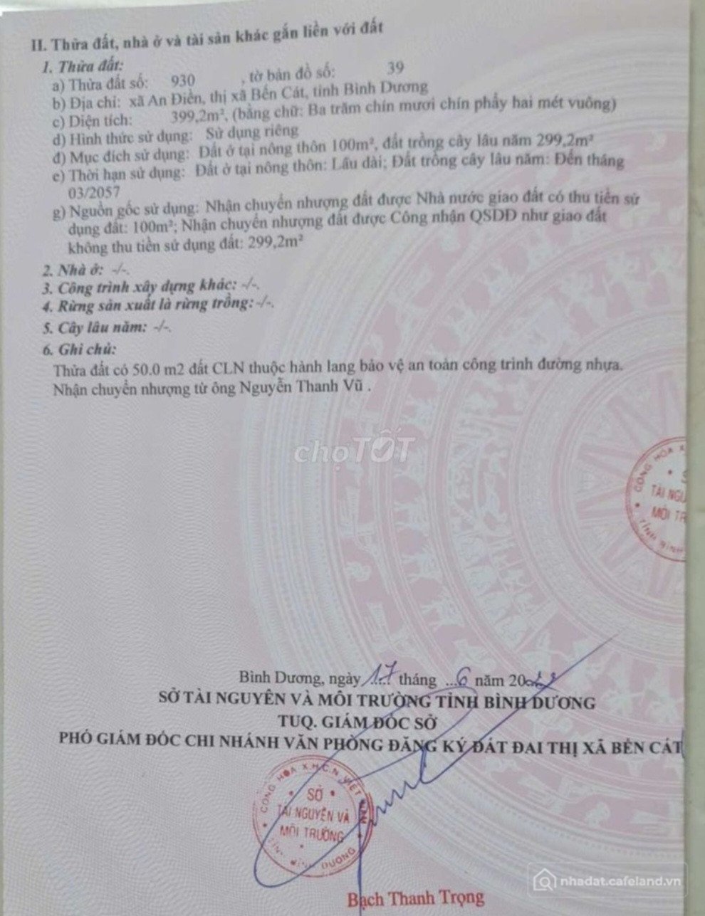 Bán đất thổ cư: Nhà Đất An Điền Bến Cát Bình Dương