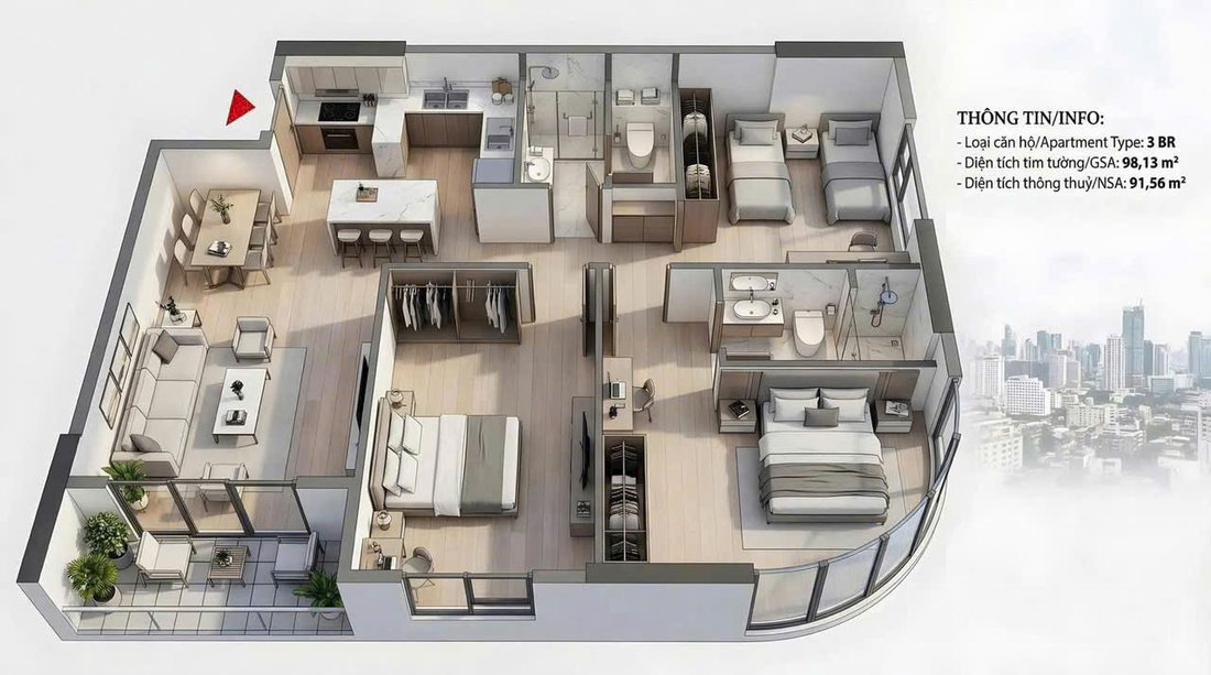 Bán căn hộ chung cư: Căn hộ view sông + biển Sun FourS Tower giá dự kiến 1.7 tỷ/