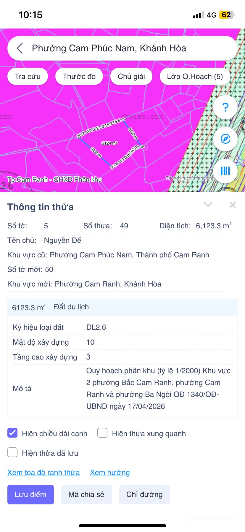 Bán đất thổ cư: Bán đất 6123.3m² ngang 65m giá 3 tỷ tại Phường Cam Ranh