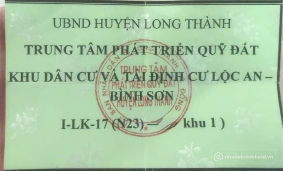 Bán đất thổ cư: Chính chủ bán lô đất TĐC Lộc An - sân bay Long Thành