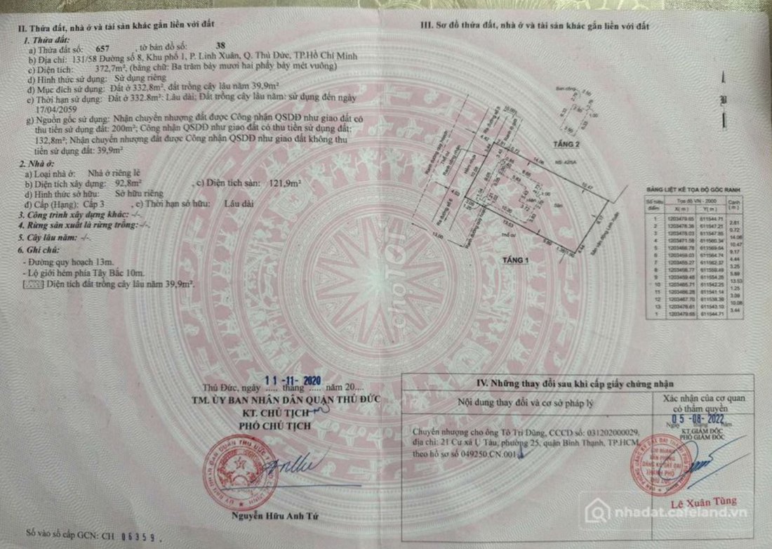 Bán đất thổ cư: Nhà đất phường Linh Xuân Quận Thủ Đức