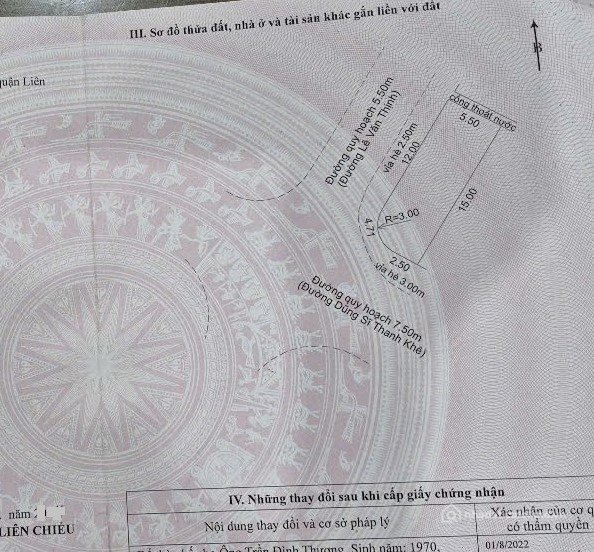 Bán đất thổ cư: Bán đất LÔ GÓC 2 mặt tiền Dũng Sĩ Thanh Khê & Lê Văn Thịnh
