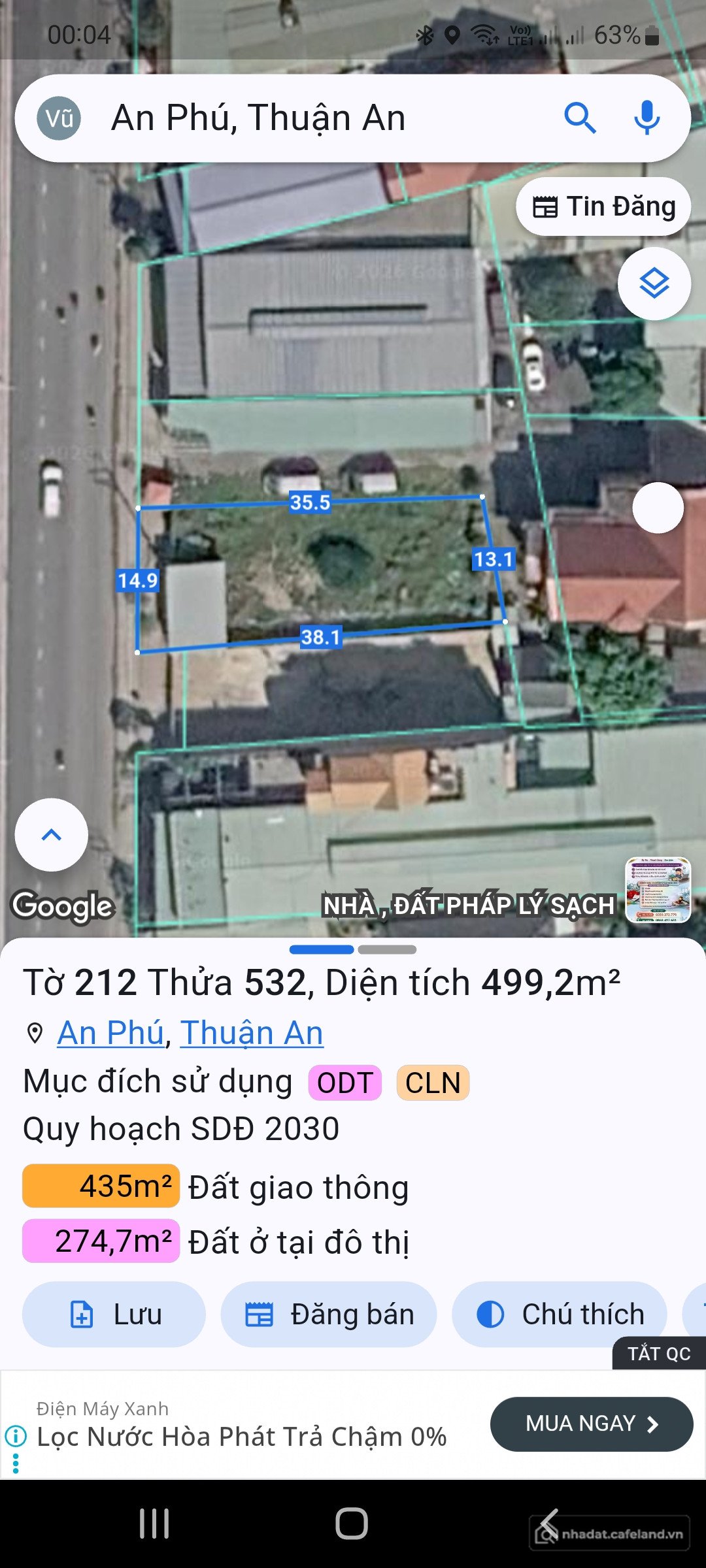 Bán đất thổ cư: Nhà Đất An Phú Thuận An Bình Dương