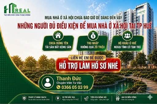 Bán căn hộ chung cư:  CHỈ CÒN HƠN 200 SUẤT – NHÀ Ở XÃ HỘI ECO GARDEN HUẾ TỪ ~70