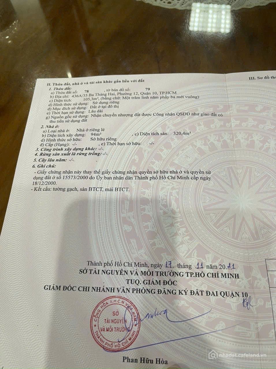 Bán nhà riêng: Chính Chủ Bán Nhà Hẻm 436A/35 Đường 3 Tháng 2, Phường 12, Quận 10