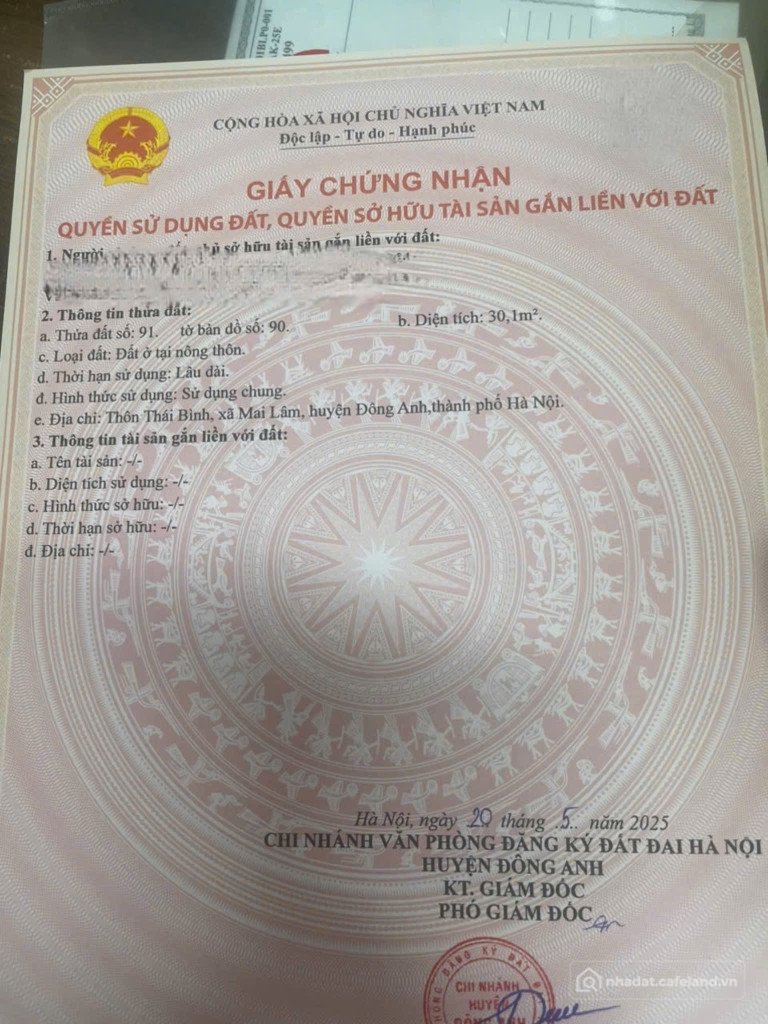 Bán đất thổ cư:  HÀNG HIẾM THÁI BÌNH, ĐÔNG ANH ( XÃ MAI LÂM CŨ ) – CHỈ VỚI 3,25