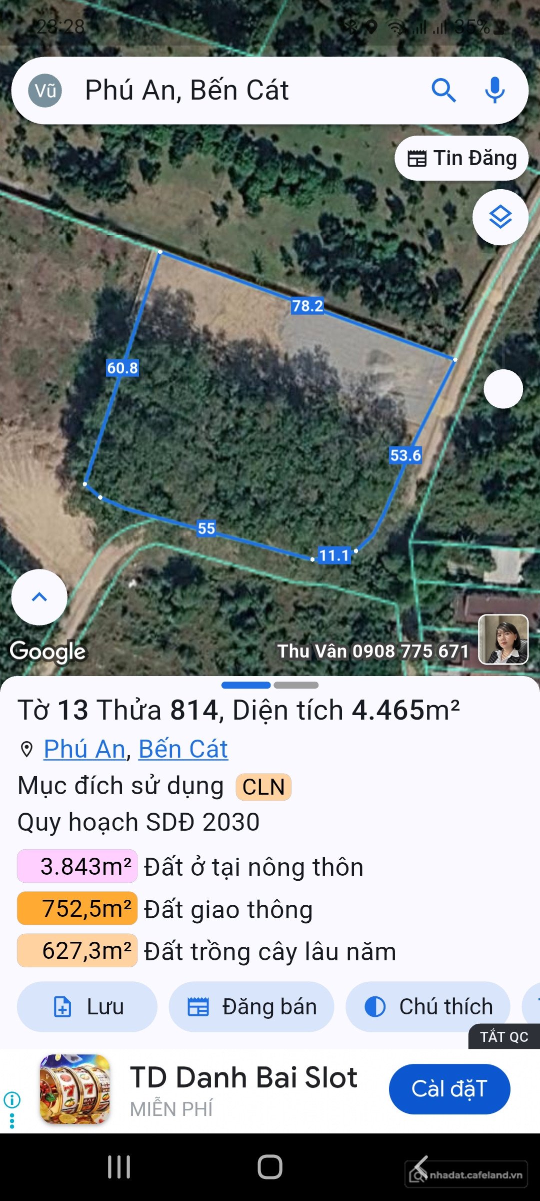 Bán đất thổ cư: Nhà Đất Phú An Bến Cát Bình Dương