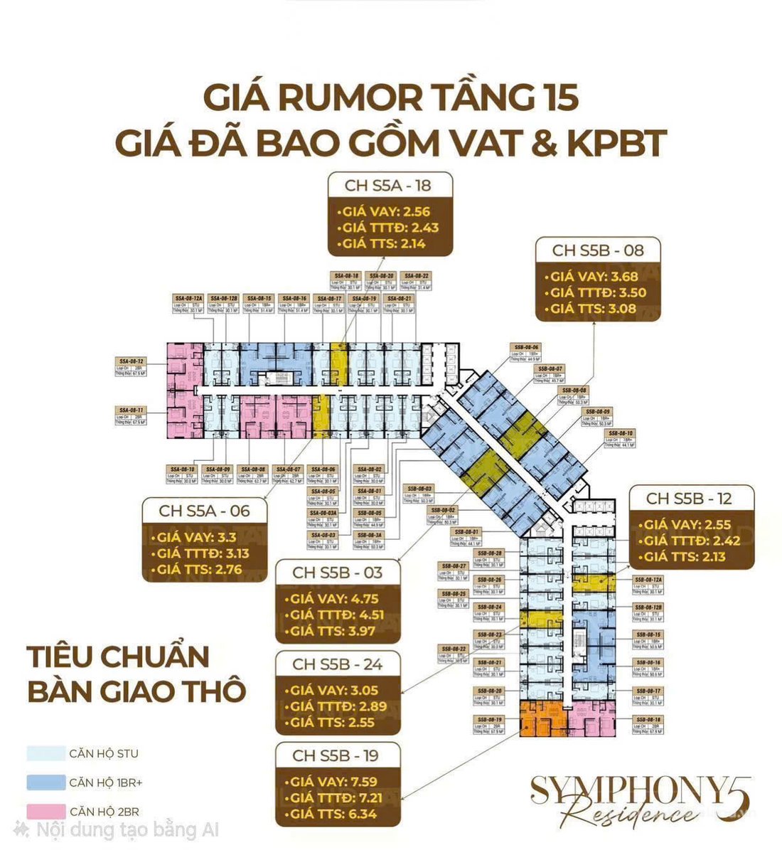 Bán căn hộ chung cư: Nhận chọn căn ngoại giao dự án Symphony 5 view pháo hoa trự