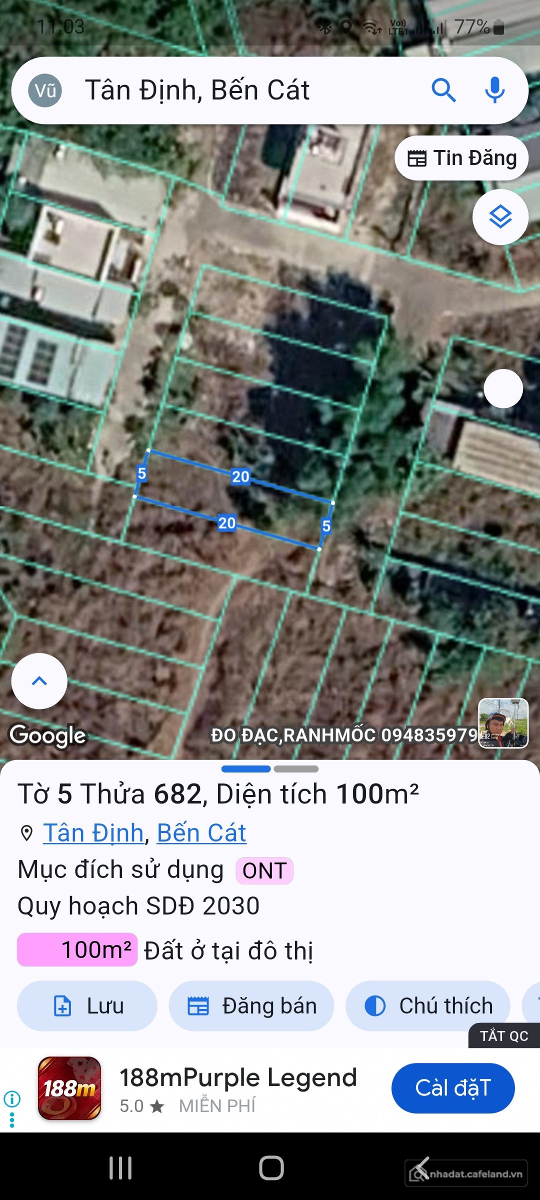 Bán đất thổ cư: Nhà Đất Tân Định Bến Cát Bình Dương