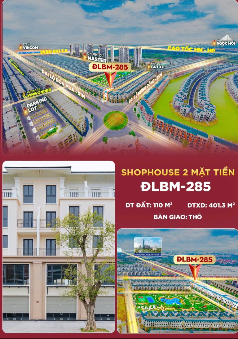 Bán đất thổ cư:  SHOPHOUSE 110M² – SẢN PHẨM THƯƠNG MẠI DỄ KHAI THÁC GIỮA ĐẠI ĐÔ