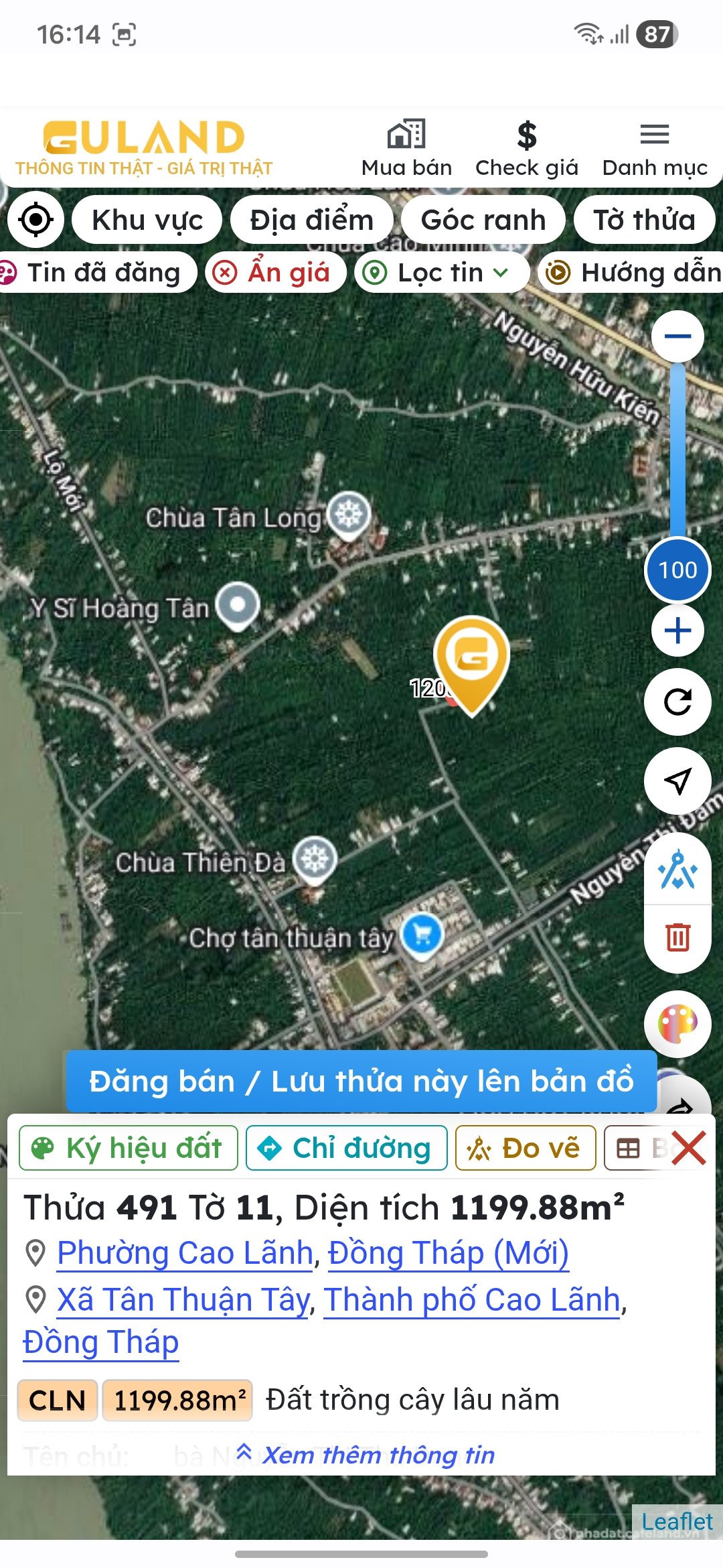 Bán đất thổ cư: Bán đất 1200m² ngang 23m giá 750 triệu tại Đường Lộ Mới Xã Tân T