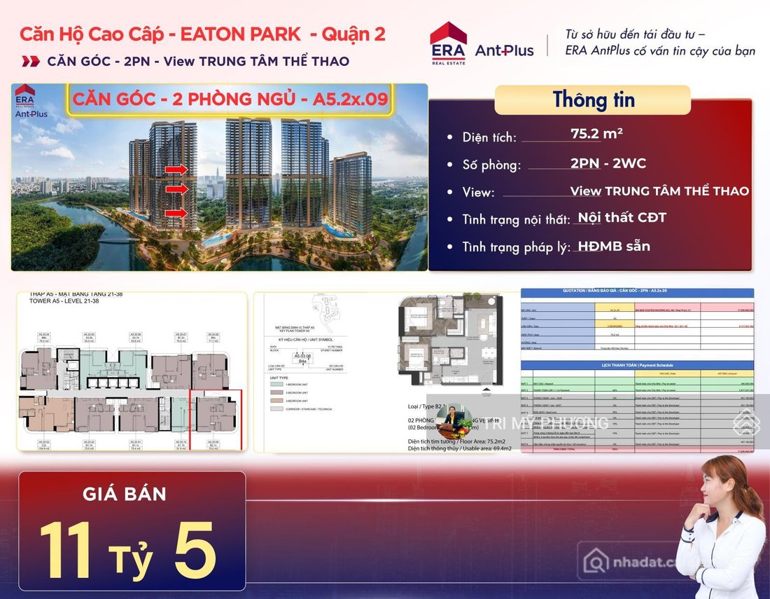 Bán căn hộ chung cư: Eaton Park - Bán Căn góc 2PN - công chứng, sang tên ngay + 
