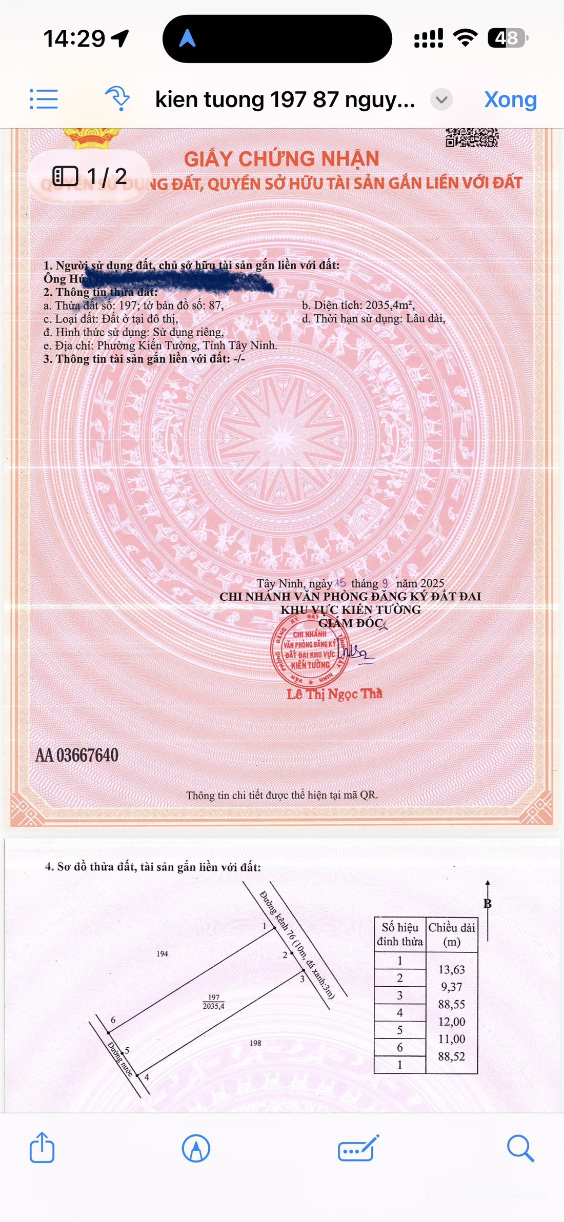 Bán đất thổ cư: BÁN 2 LÔ ĐẤT ODT KIẾN TƯỜNG – LONG AN  Tổng diện tích: 4.063,7m