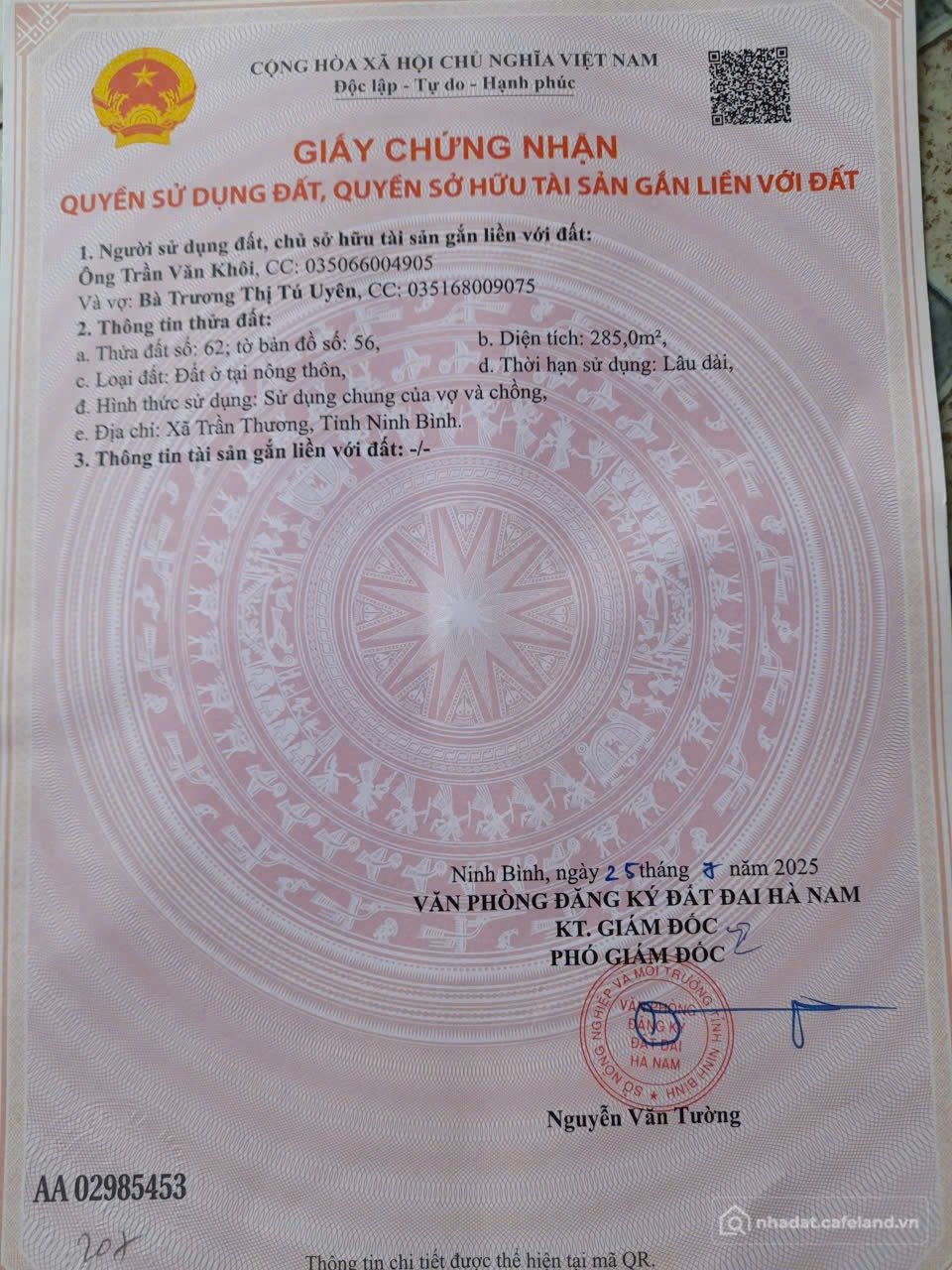 Bán đất thổ cư: BÁN NHANH LÔ ĐẤT ĐẦU TƯ LÀ SINH LỜI khu công nghệ cao huyện Lý N