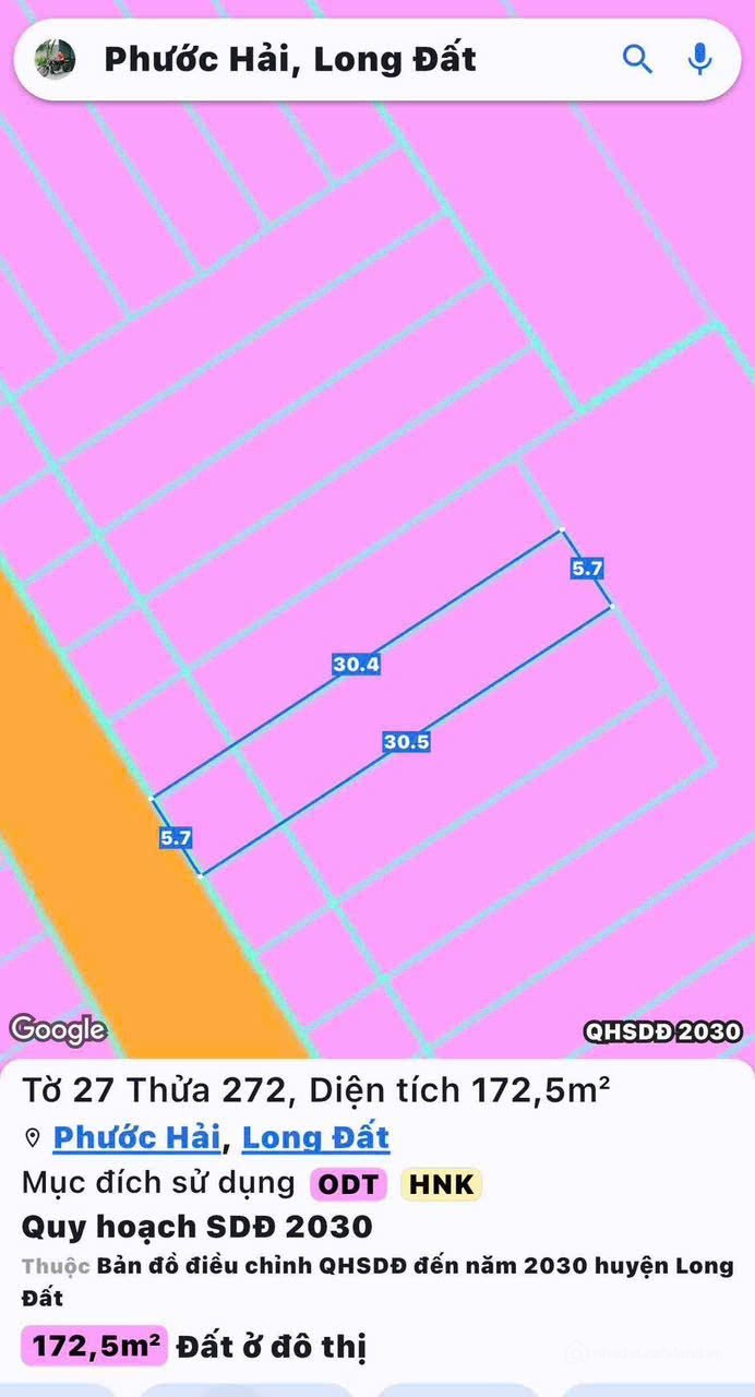 Bán đất thổ cư: ĐẤT NỀN PHƯỚC HẢI GIÁ NGỢP - CHỈ 900 TRIỆU Cho 173m² - NGANG 6 D