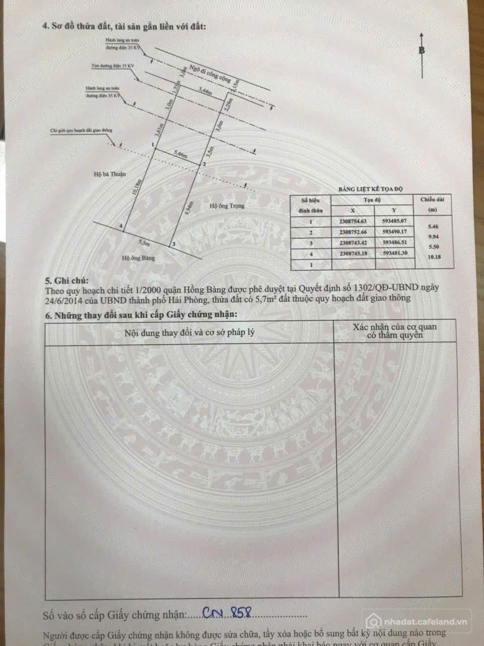 Bán đất thổ cư: Chào bán lô đất ngay AN Chân, Sở Dầu, Hồng Bàng, hải Phòng. 55m2