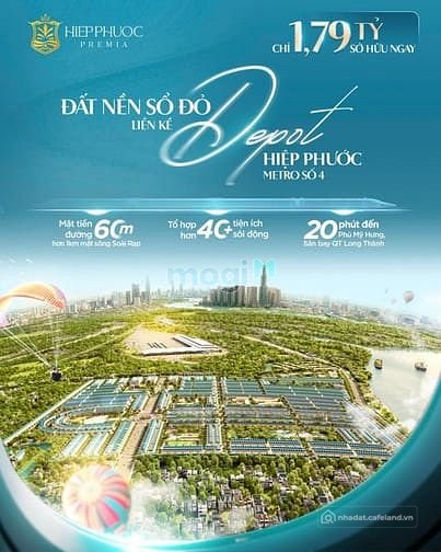 Bán đất nền dự án: Bán đất nền Hiệp phước Premia chỉ 1,79 tỷ Sổ đỏ riêng, sang t