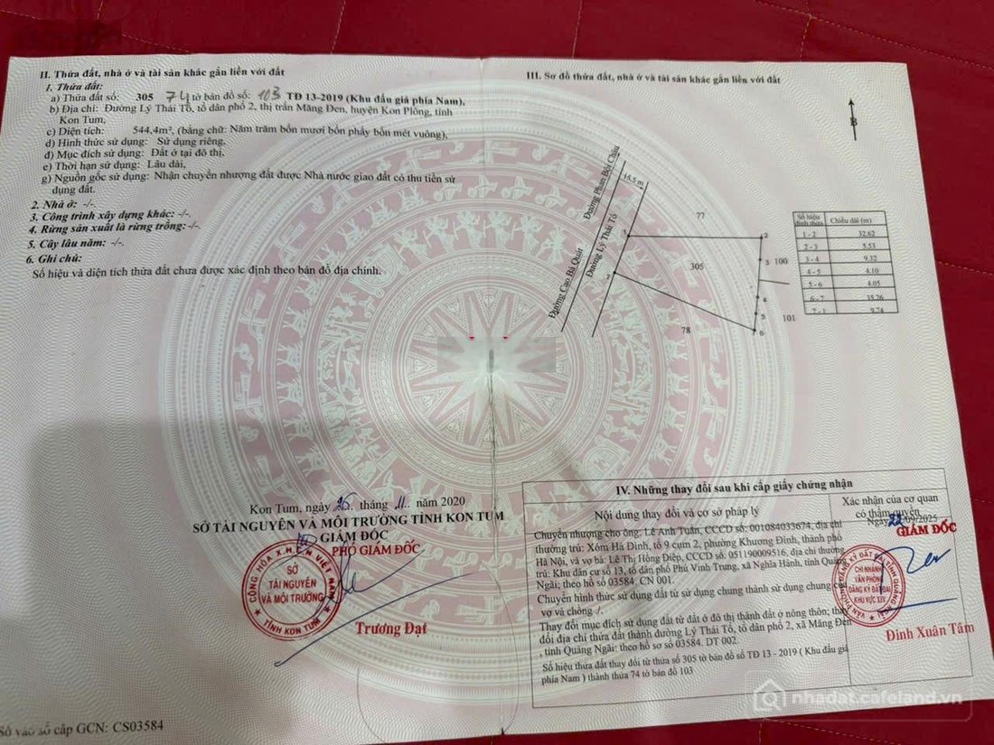Bán đất thổ cư: Bán đất Lý Thái Tổ Măng Đen 544m2 full thổ cư vị trí đẹp trung t